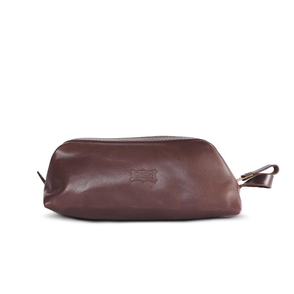 Brown leather dopp bag