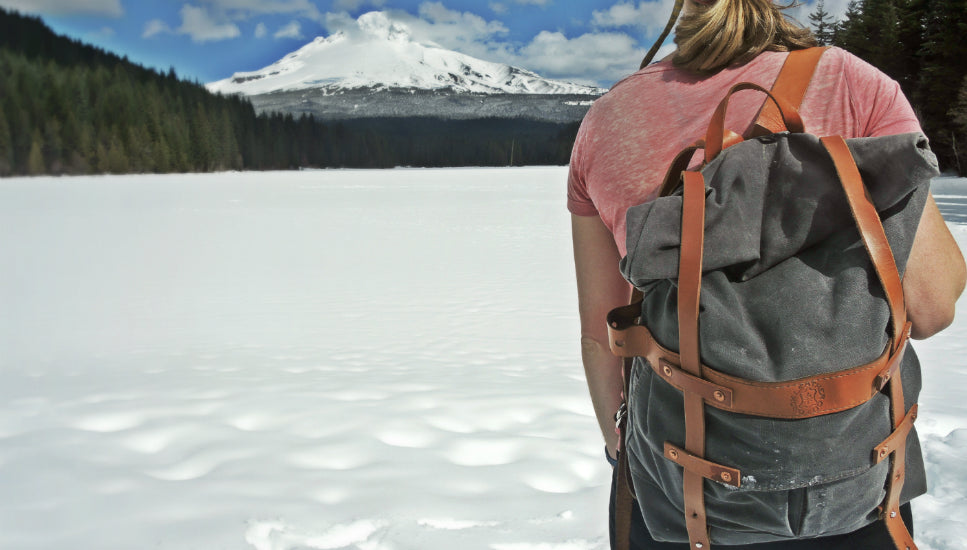 The Parva Rucksack was handmade using high quality leather and canvas and was made for outdoor adventures!