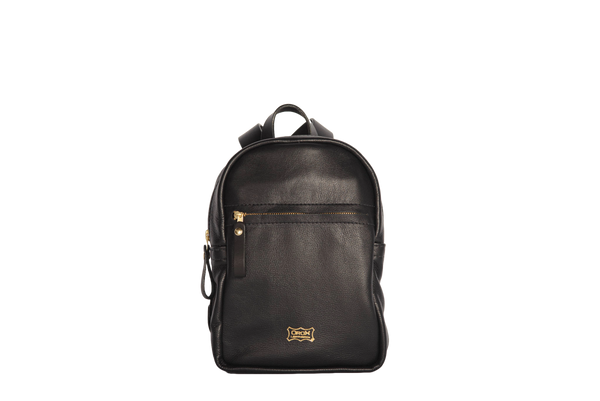 cream and black leather backpack Mini Backpack