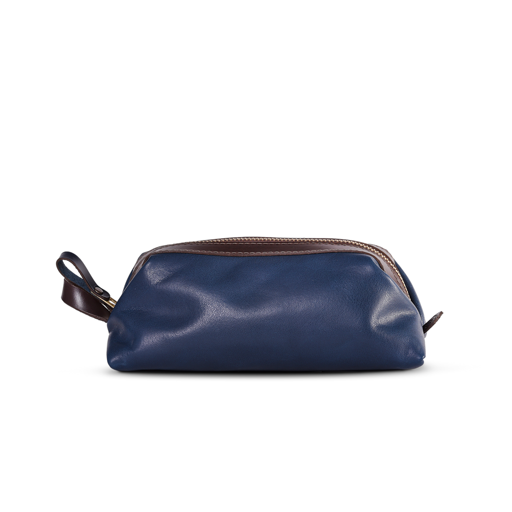 Navy leather dopp bag