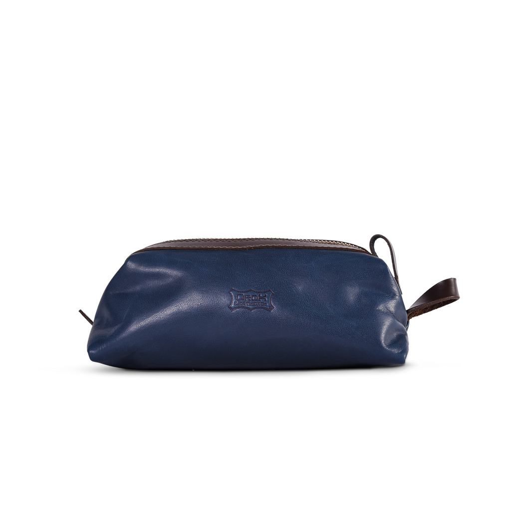 Navy leather dopp bag