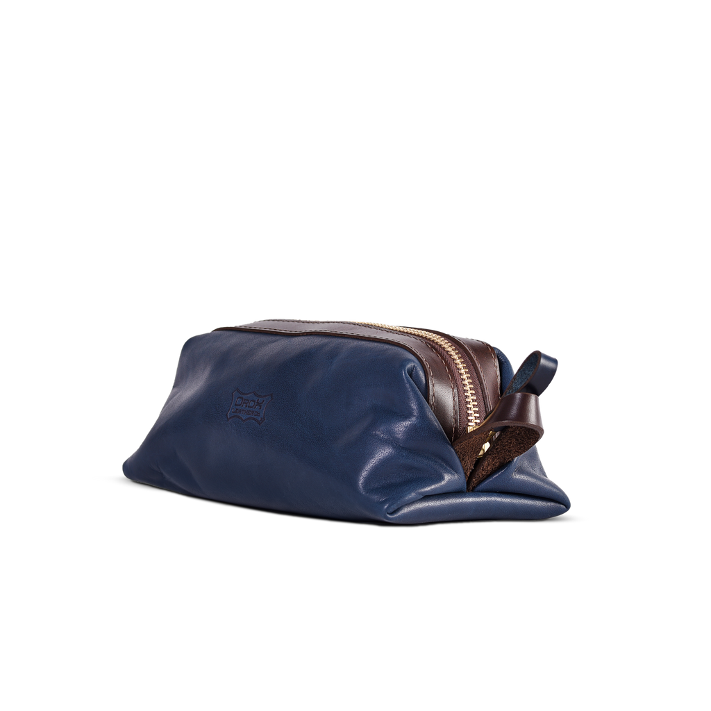 Navy leather dopp bag