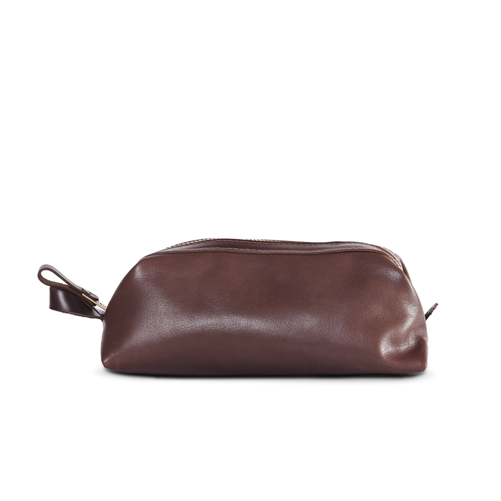 Brown leather dopp bag