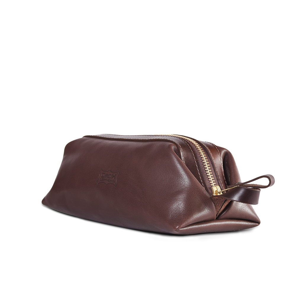 Brown leather dopp bag